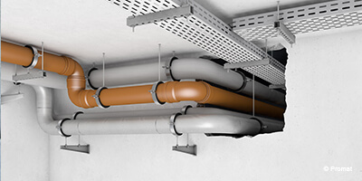 Brandschutz Abschottung von Rohren von Promat - © Etex Building Performance GmbH
