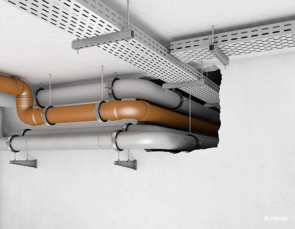 Brandschutz Abschottung von Rohren von Promat - © Etex Building Performance GmbH